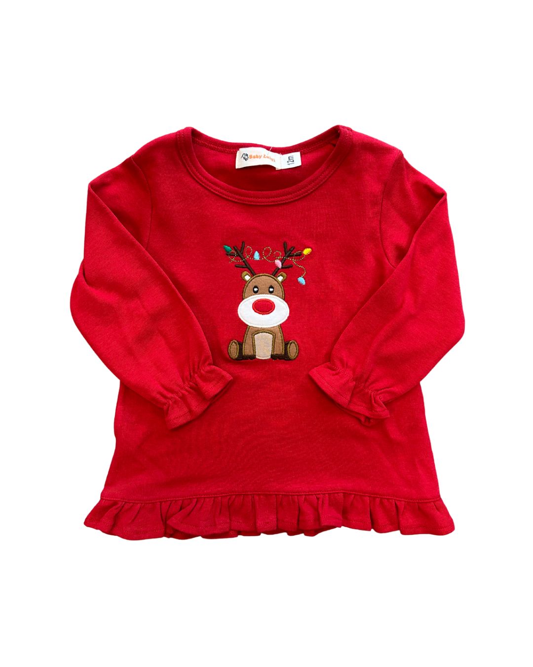 Rudolph with Christmas Lights Ruffle Swing Top