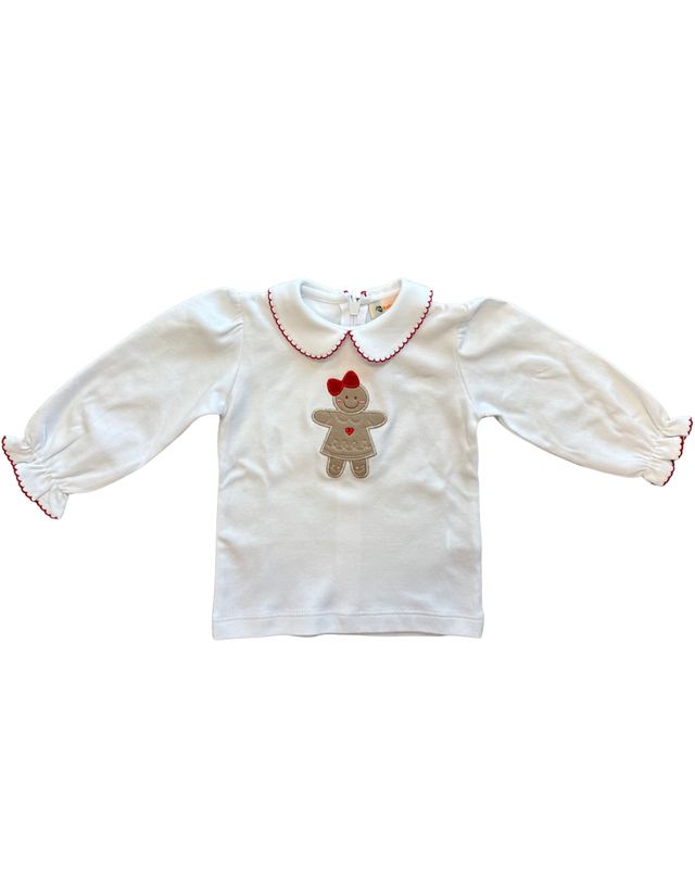 Girls Gingerbread Bow Tee with Trim