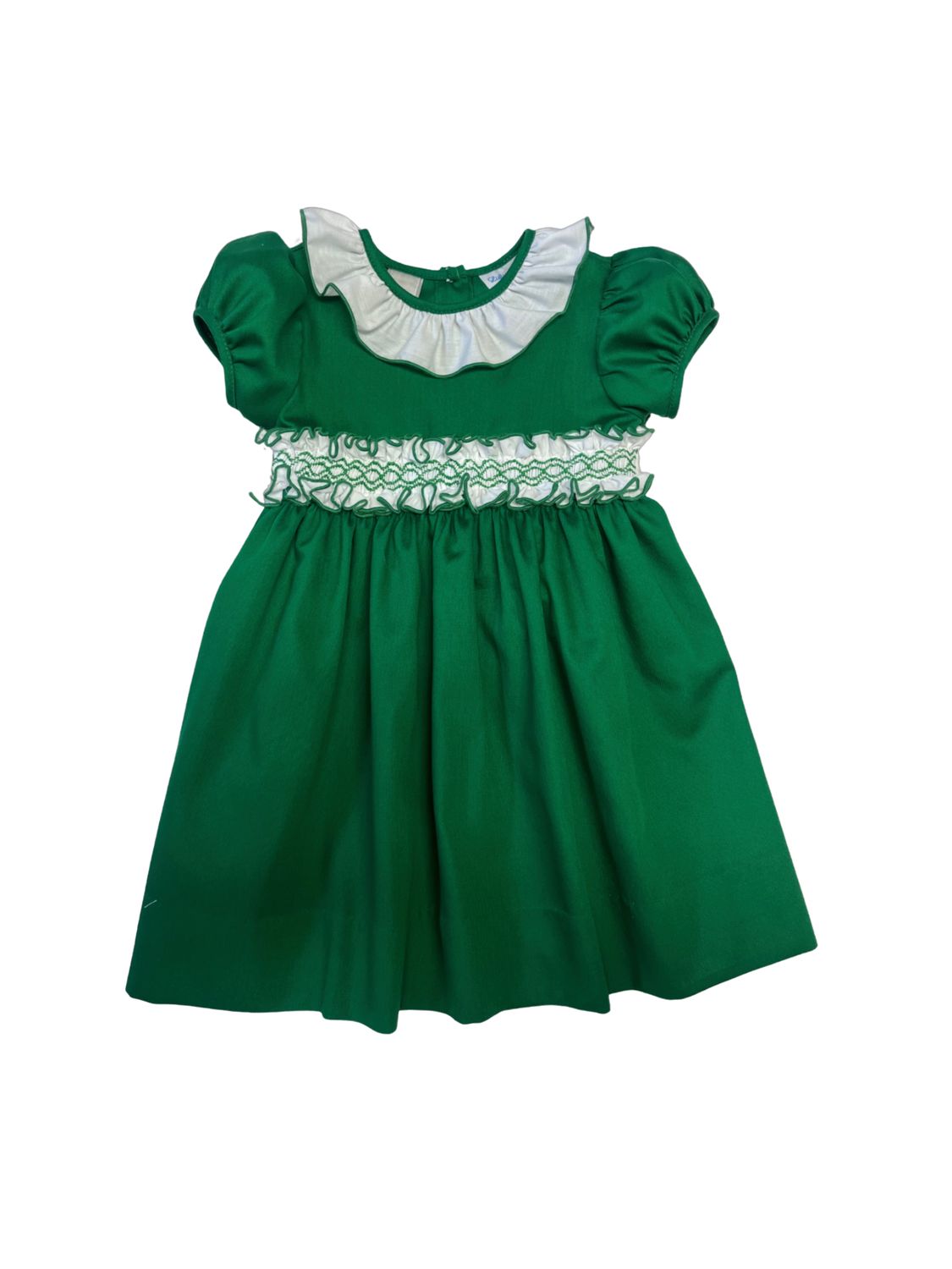 Karla Classic Green Smocked Ruffle Sash Dress