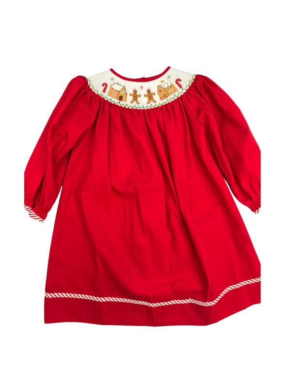 Emma Gingerbread House Smocked Long Sleeve Bishop