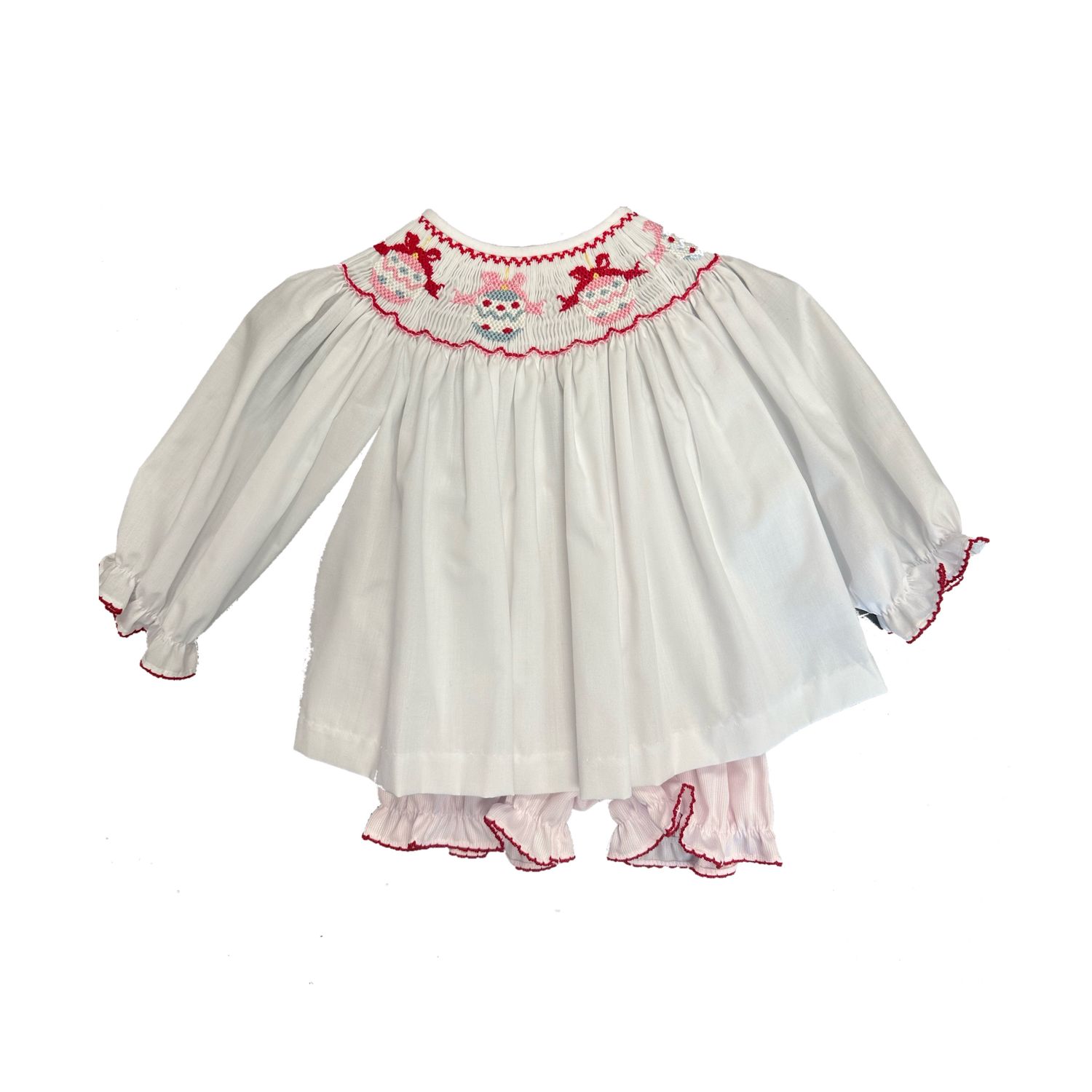 Ornament White Long-sleeve Bloomer Set