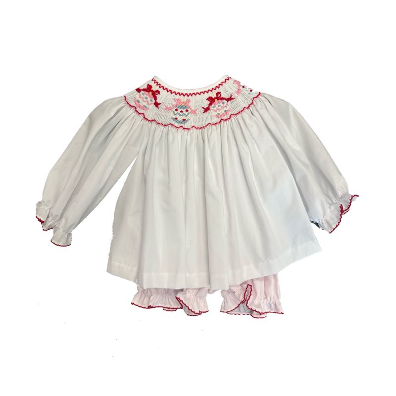 Ornament White Long-sleeve Bloomer Set