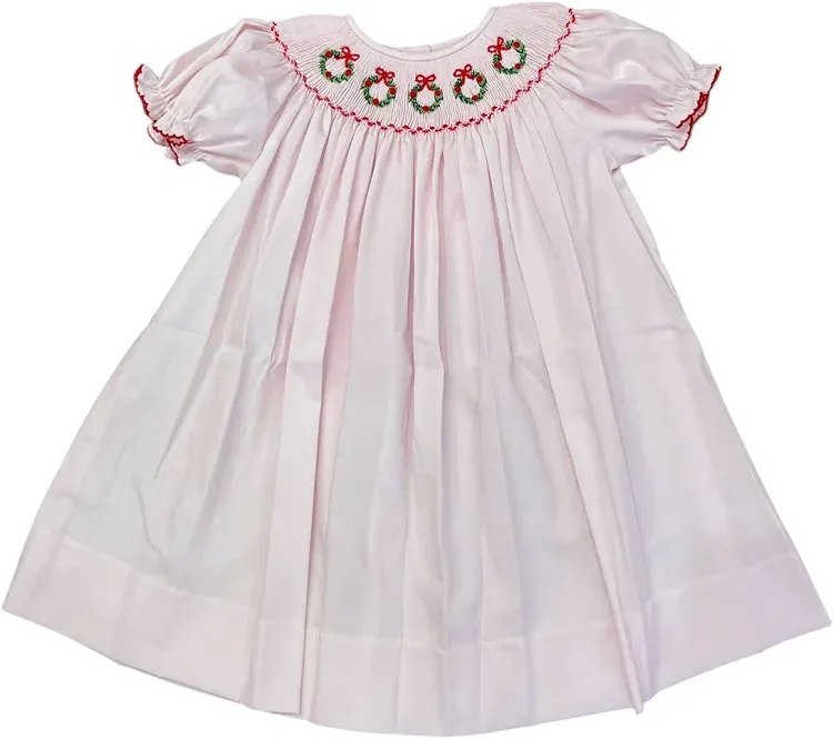 Christmas Wreaths Smocked Bishop