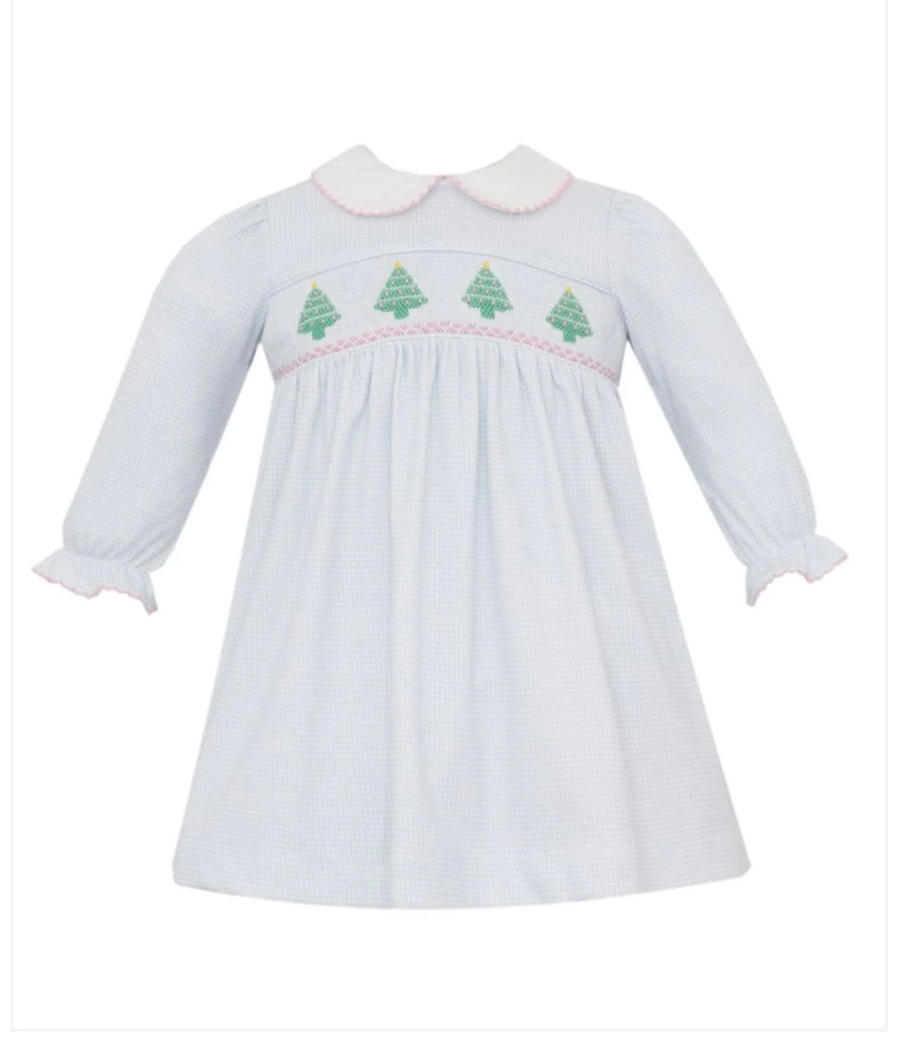 Girls Smocked Christmas Tree Dress