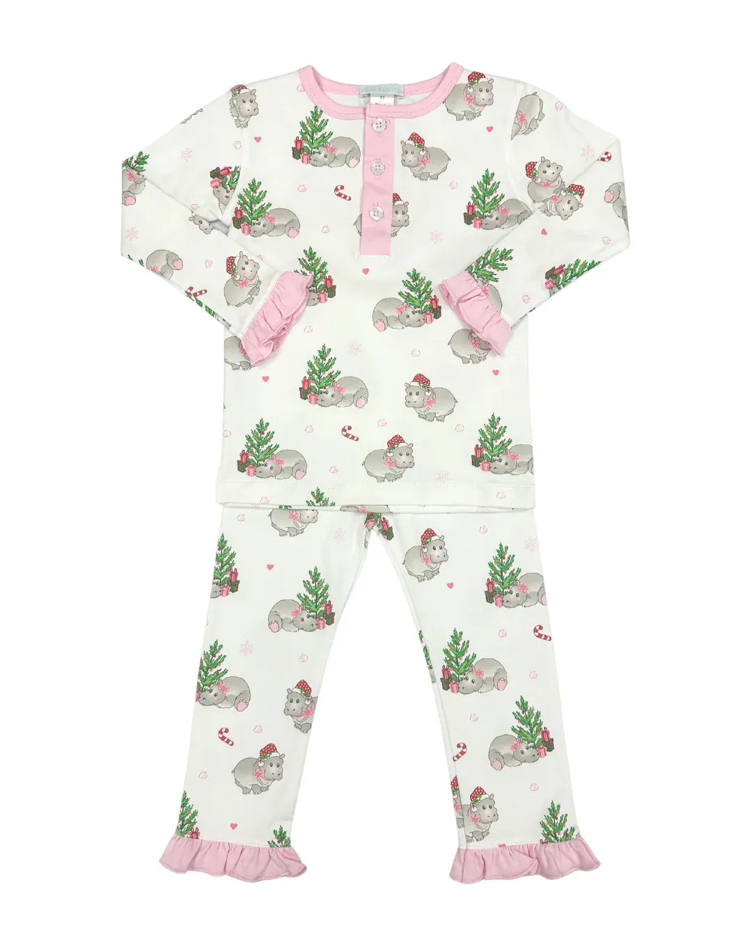 Pink Hippo Long Sleeve PJ Set