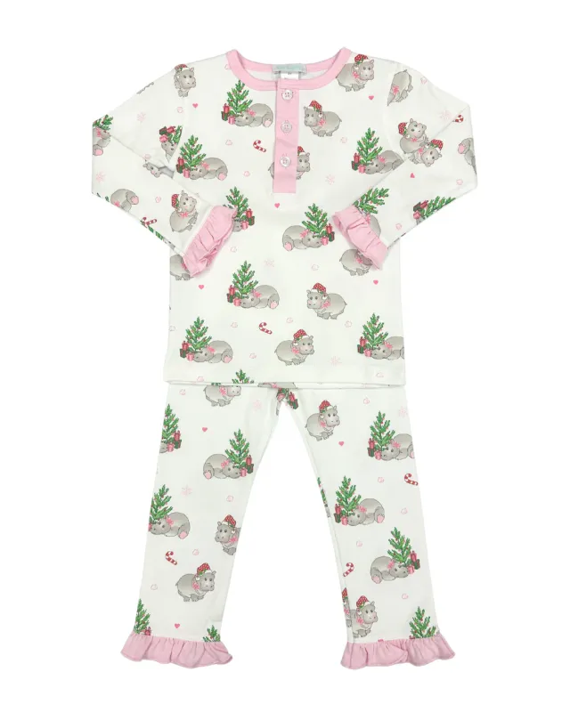 Pink Hippo Long Sleeve PJ Set