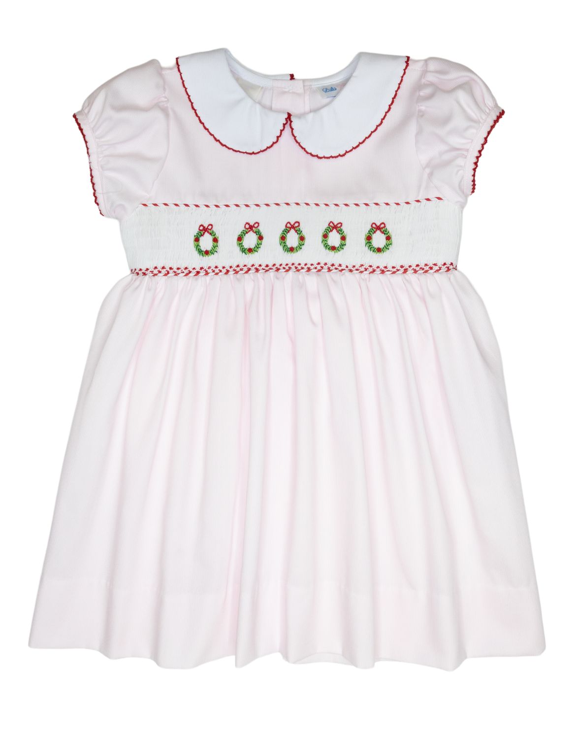 Christmas Wreaths Smocked Waist Dress