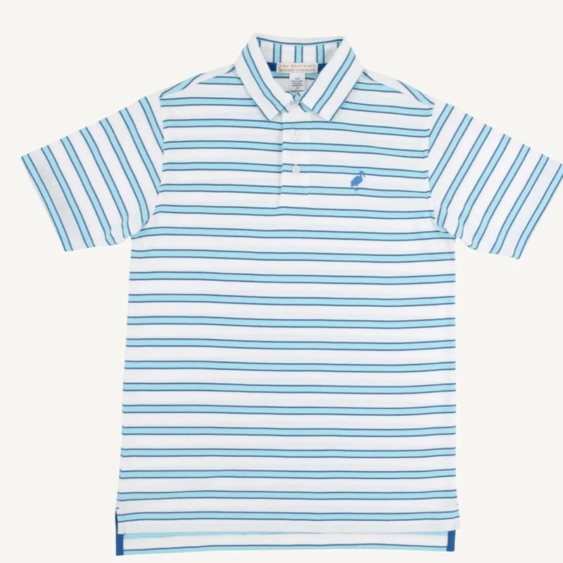 Prim and Proper Polo in Belhaven Blue Stripe