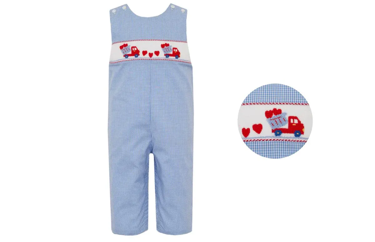 Valentine's Day Boys Blue Gingham Jon Jon