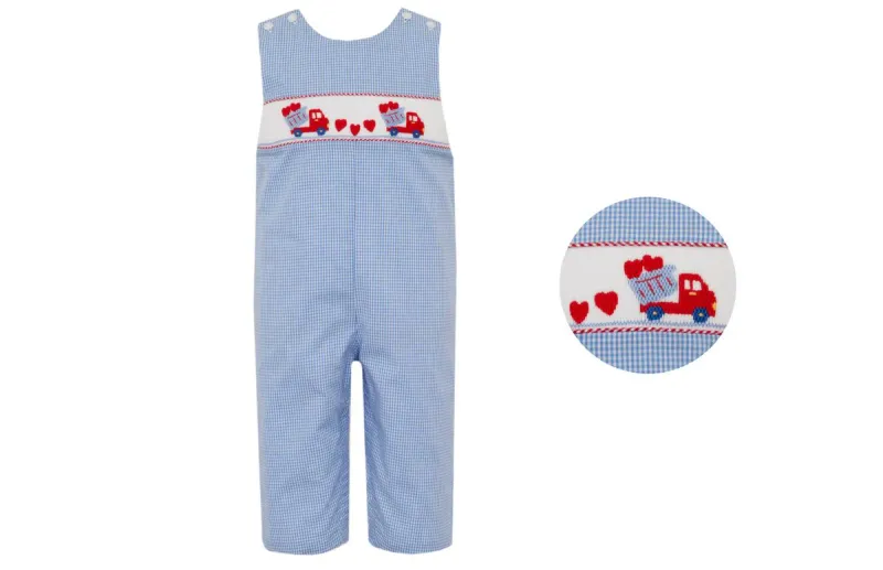 Valentine's Day Boys Blue Gingham Jon Jon