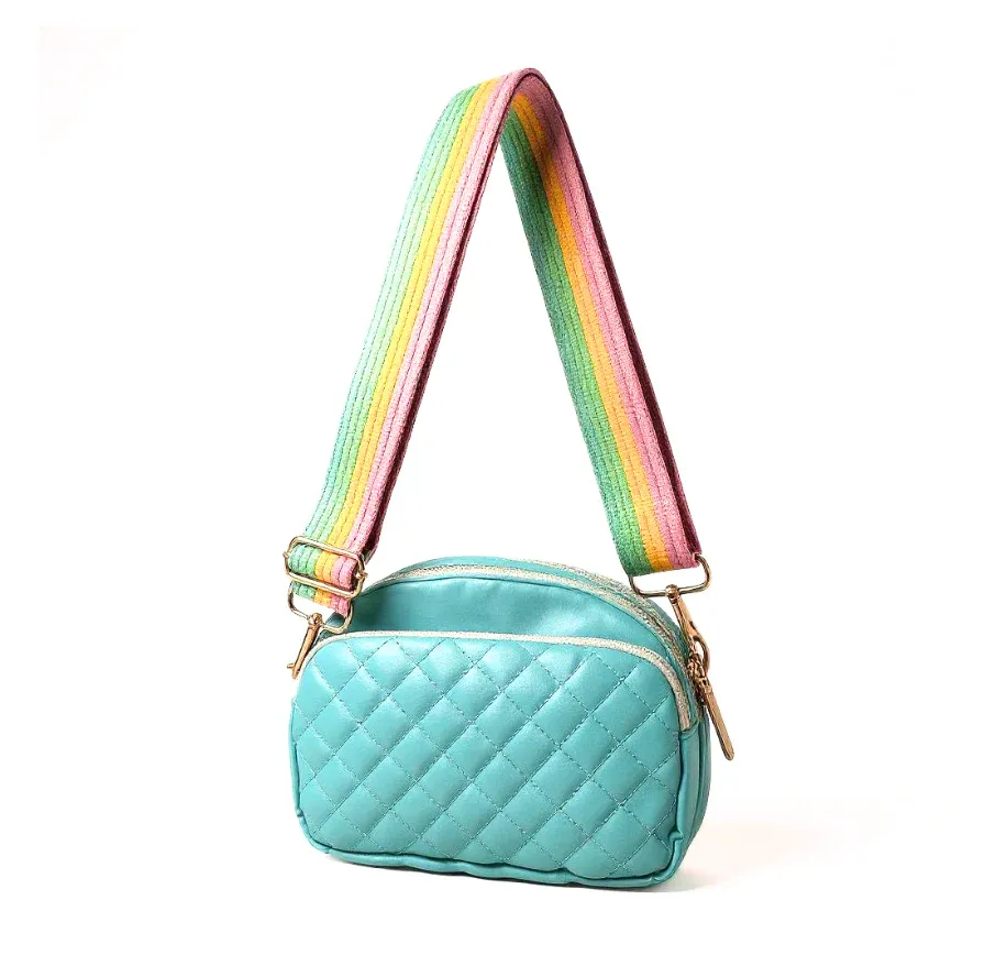 Tate Purse in Aqua with Metallic Strap