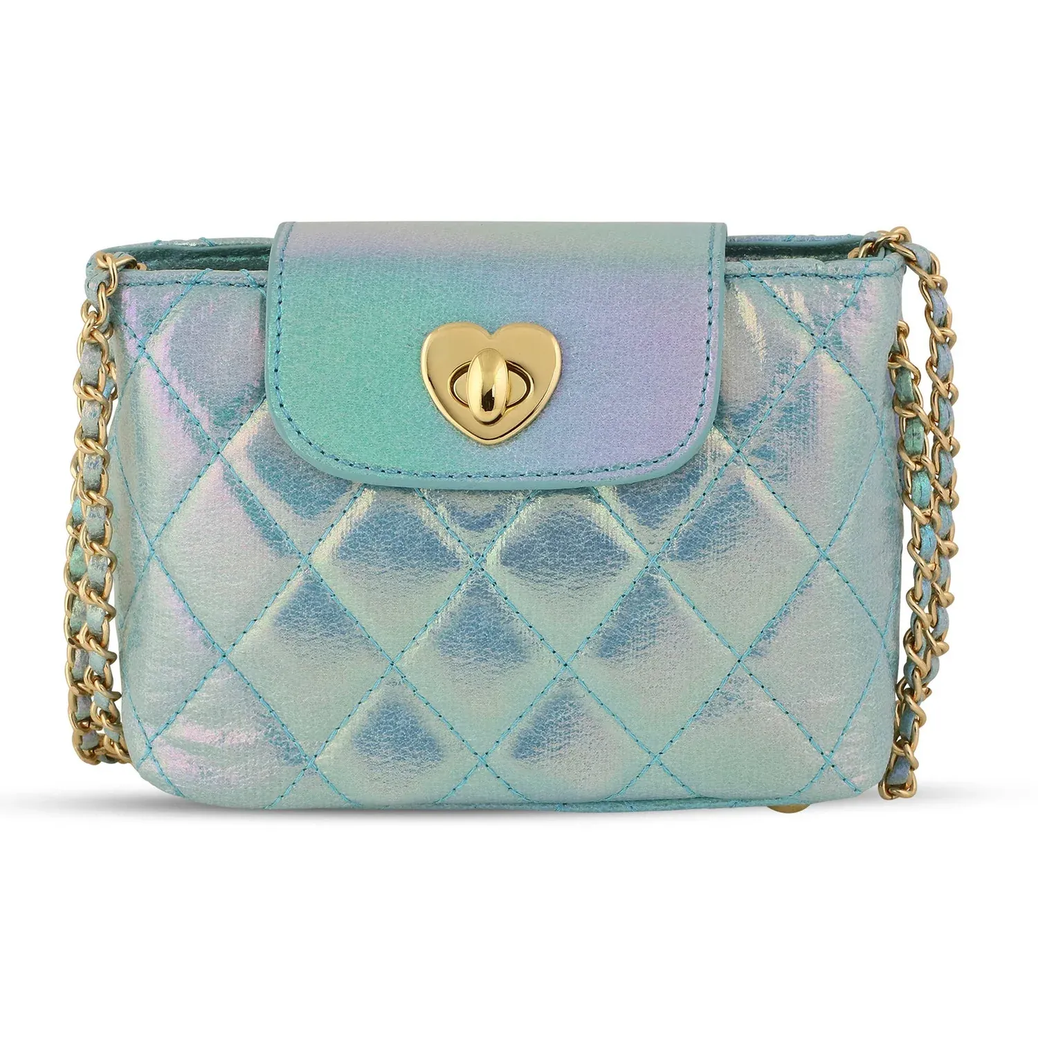 Paige Purse in Metallic Aqua
