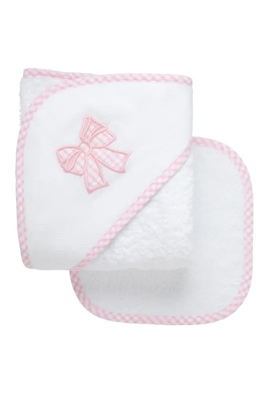 Bow Hooded Towel and Washcloth Set
