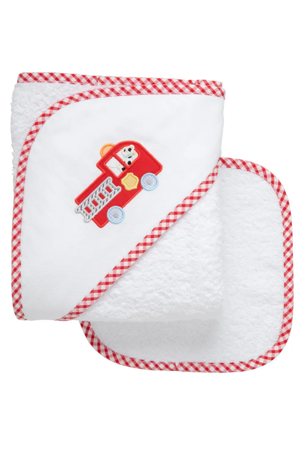 Fire Truck Hooded Towel and Washcloth Set