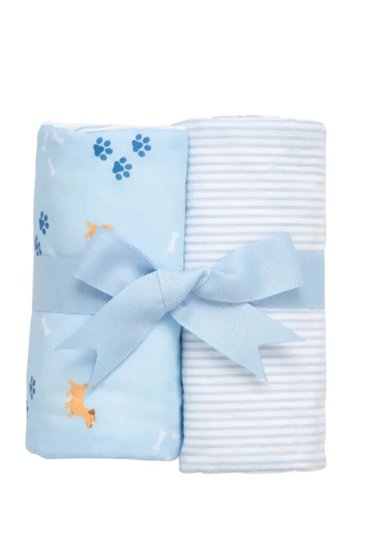 Puppy Set of Two Burp Cloths in Blue