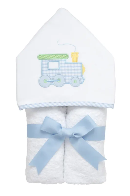 Train Applique Hooded Towel and Washcloth Set