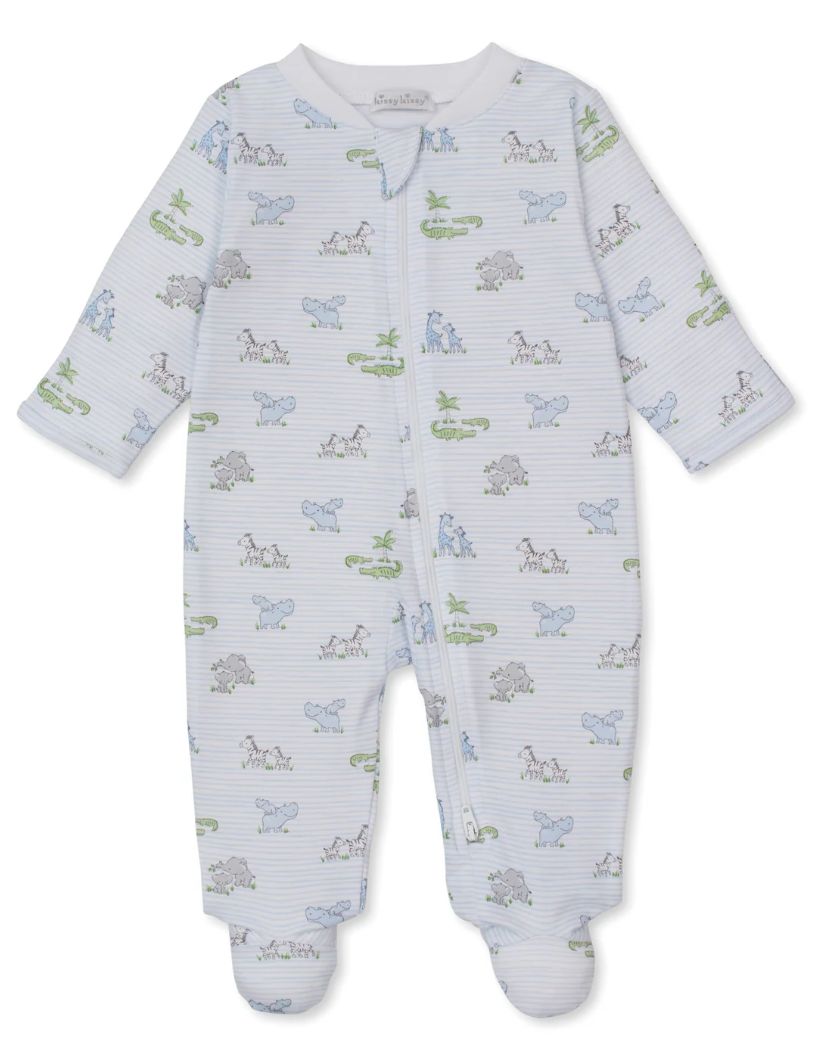 Safari Party Blue Zip Footie