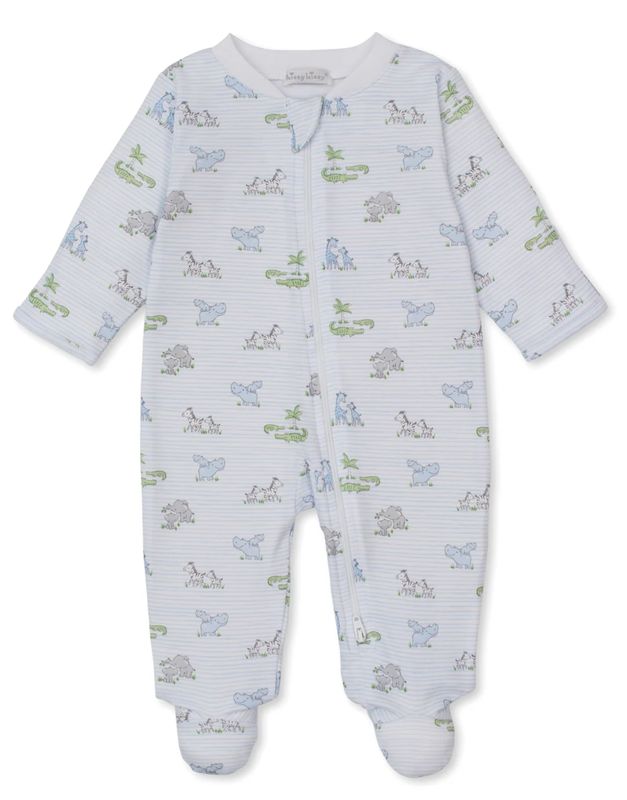 Safari Party Blue Zip Footie