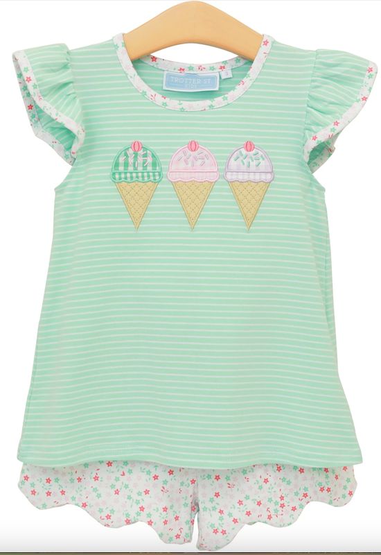 Triple Scoop Flutter Short Set