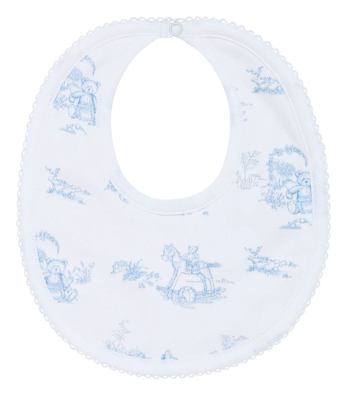 Blue Toile Baby Bib