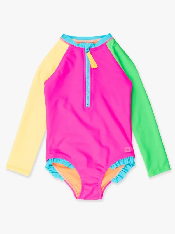 Neon Color Block Long Sleeve Rashguard