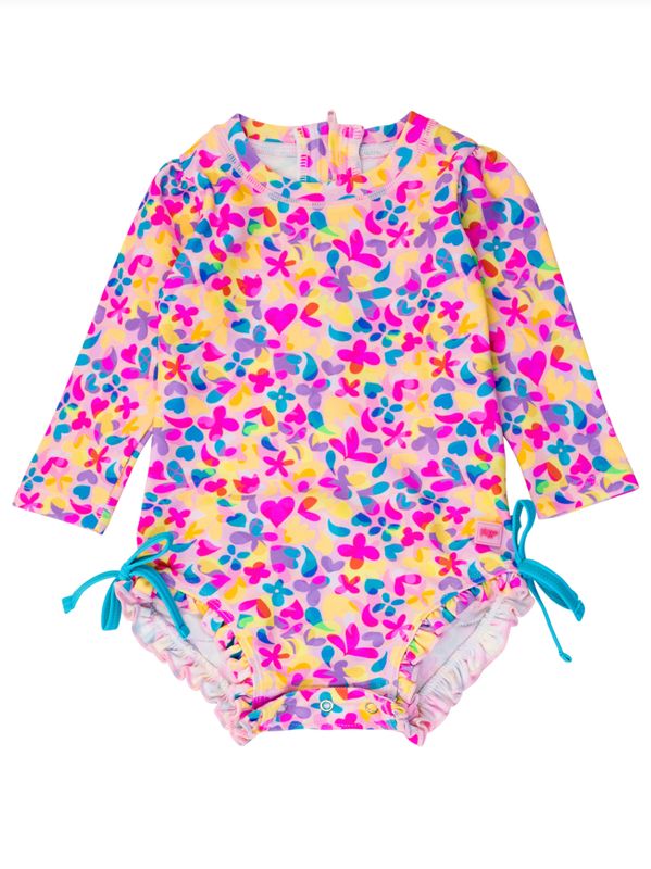 Vibrant Neon Long Sleeve One Piece Rash Guard