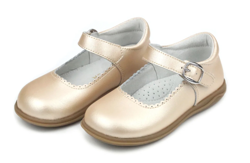 Champagne Chloe Classic Scalloped Leather Mary Jane