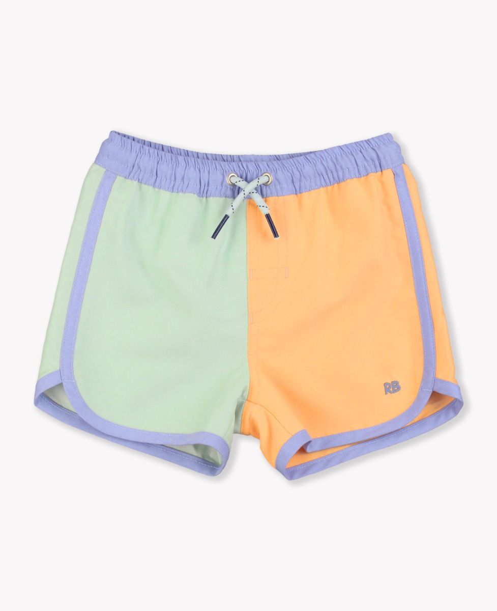 Periwinkle, Frost Green, and Ginger Color Block Swim Trunks