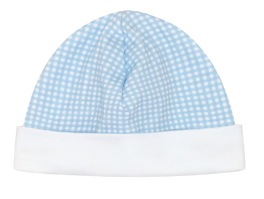 Blue Gingham Baby Hat