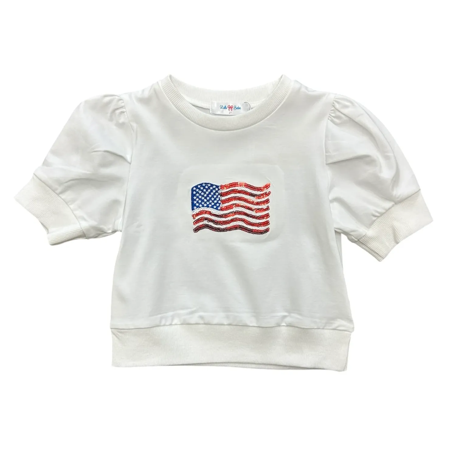 American Flag Sequin Puff Shirt