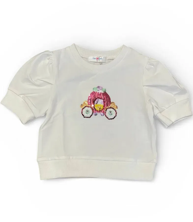 Carriage Sequin White Puff Shirt