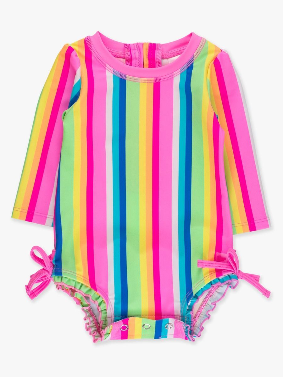 Neon Rainbow Stripe Long Sleeve Rashguard