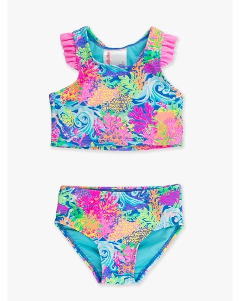 Neon Ocean Coral Racerback Tankini Swimsuit