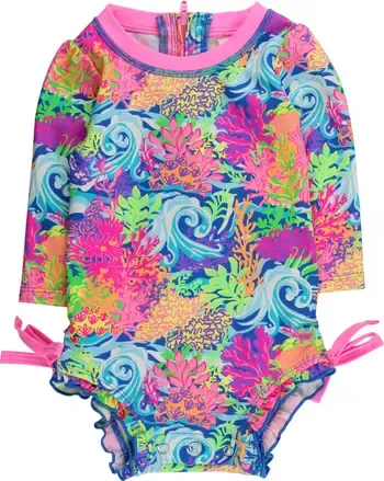 Neon Ocean Coral Long Sleeve Rashguard