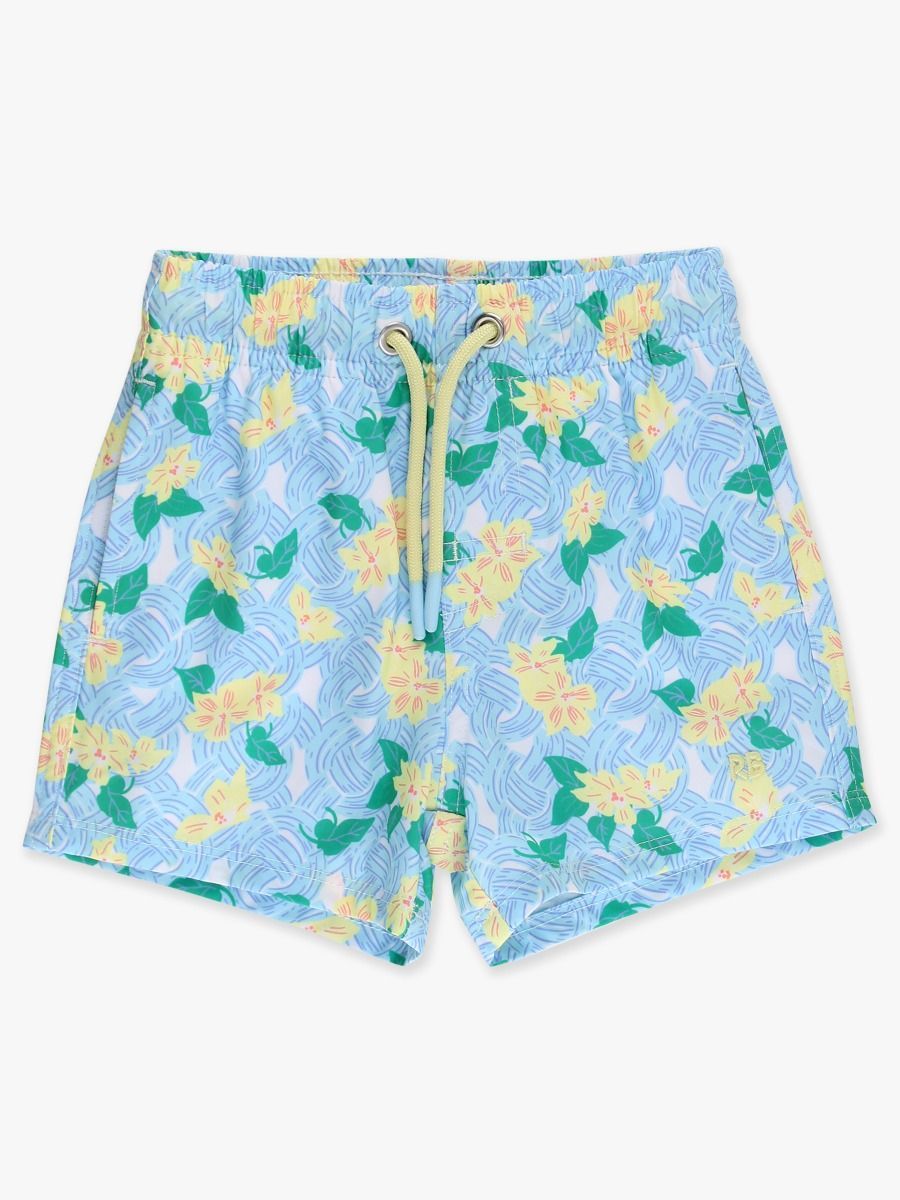 Blooming Basket Performance Hybrid Dolphin Hem Swim Trunks