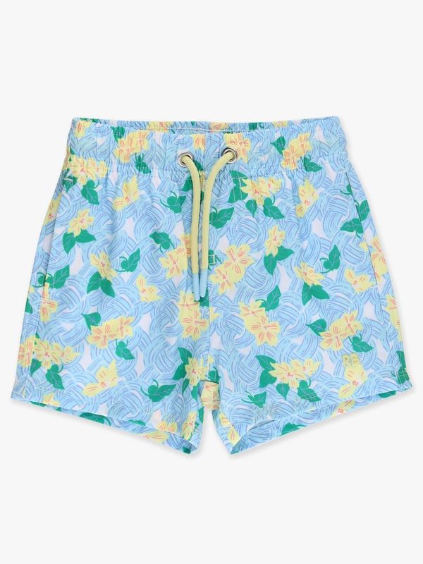 Blooming Basket Performance Hybrid Dolphin Hem Swim Trunks