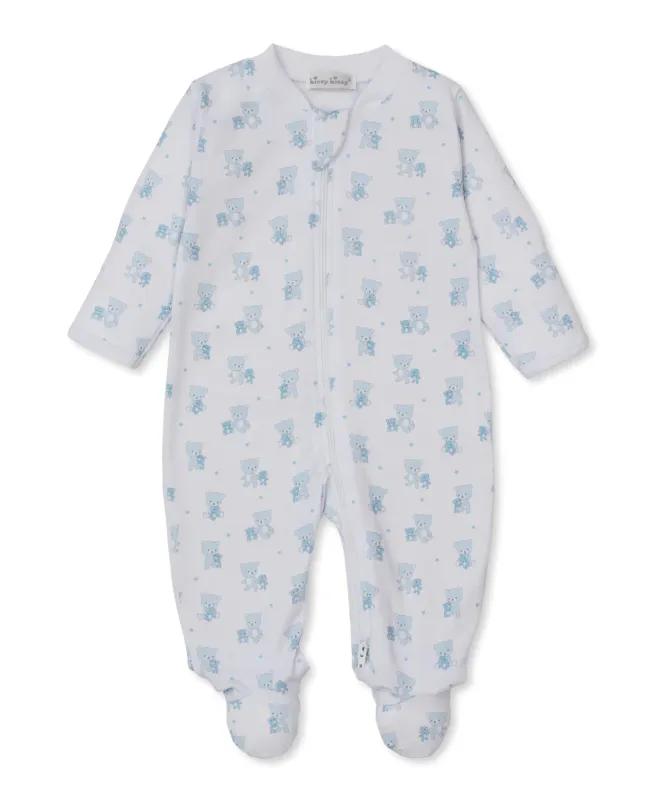 Teddy Bear Love  Zipper Footie in Blue