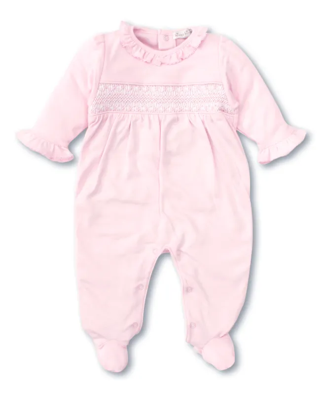 Hand Smocked Footie in Pink