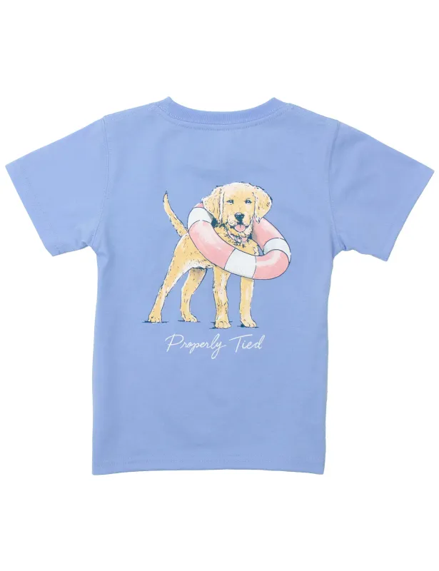 Girls Lifeguard Pup Short Sleeve in Light Blue