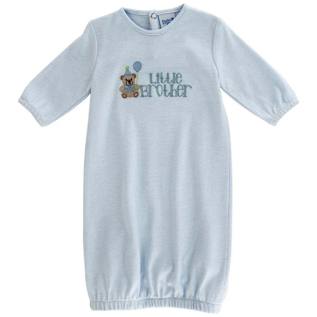 Blue Micro Stripe Little Brother Gown