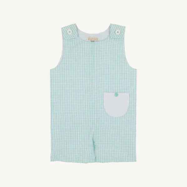 Prescott Pocket Jon Jon in Turks Teal Windowpane/Worth Ave White