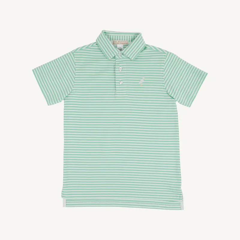 Prim and Proper Polo in Grace Bay Green Stripe/Multicolor