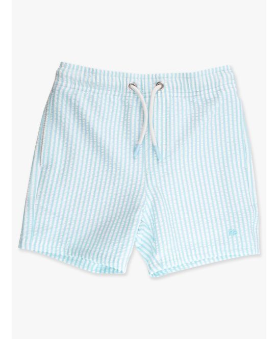 Blue Breeze Seersucker Performance Hybrid Swim Trunks