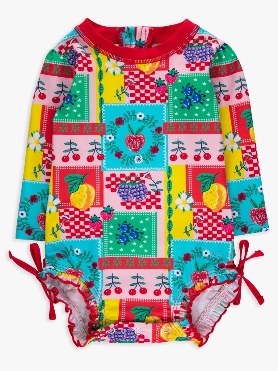 Picnic Party Long Sleeve One Piece Rash Guard Swimsuit