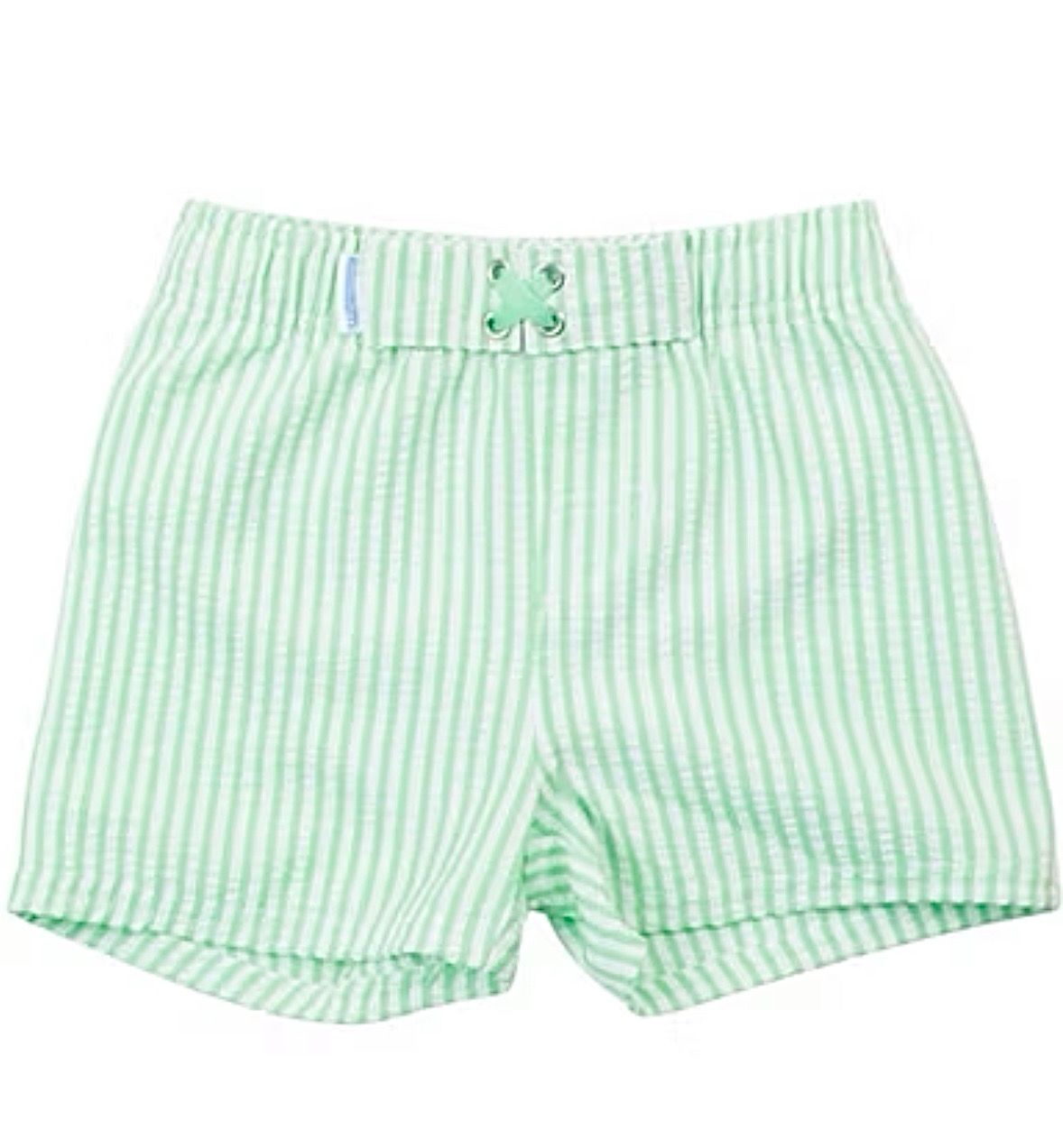 Spring Green Seersucker Swim Trunks