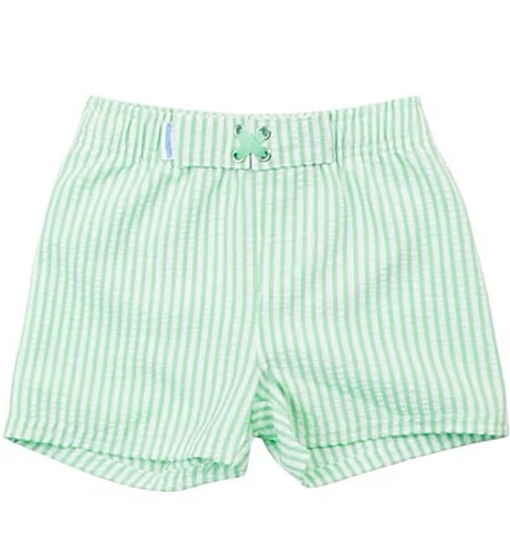Spring Green Seersucker Swim Trunks