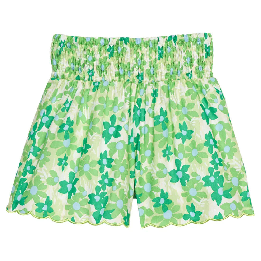 Shirred Shorts in Greenspring Groovy Floral
