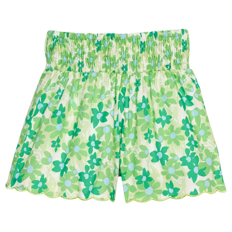 Shirred Shorts in Greenspring Groovy Floral