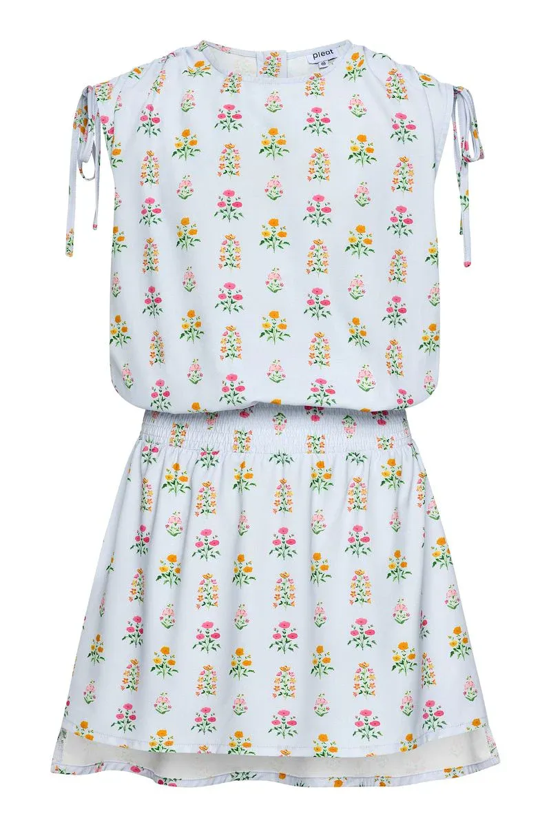 Helen Dress in Blue Floral Block Print