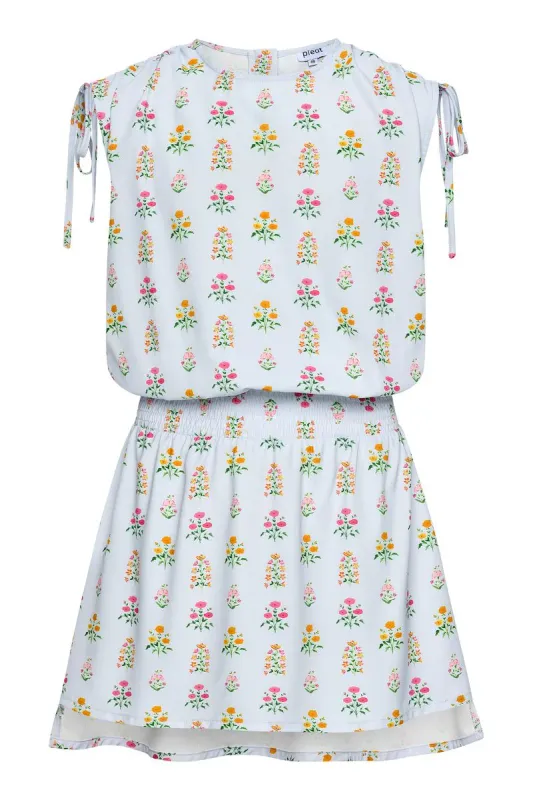 Helen Dress in Blue Floral Block Print